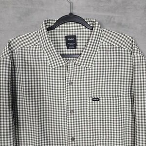 RVCA Beat Check LS Shirt mens 2XL gary gingham loop collar‎ easy fit